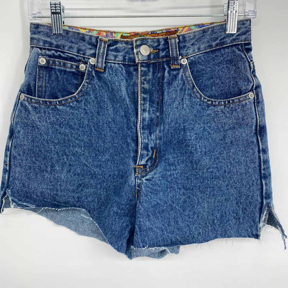 Vintage‎ Jordache Shorts Women's 7/8 Denim Cutoff Aztec Lining 90's Retro